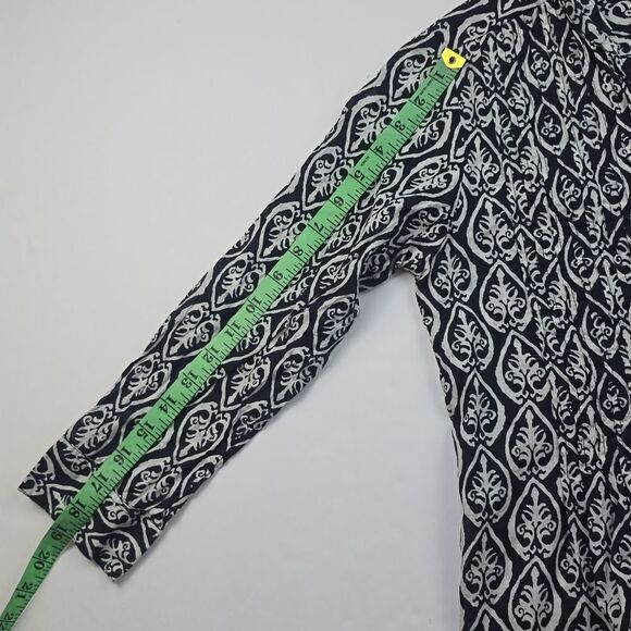 Rock Flower Paper -683‎ Black White Geometric Print Button Down Tunic Top Size S - Picture 6 of 7